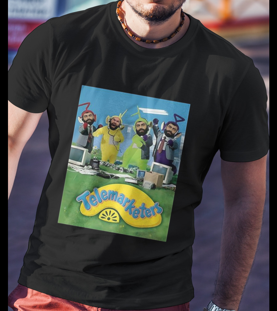 Telemarketers Teletubbies Funny Crossover Mashup T-Shirt