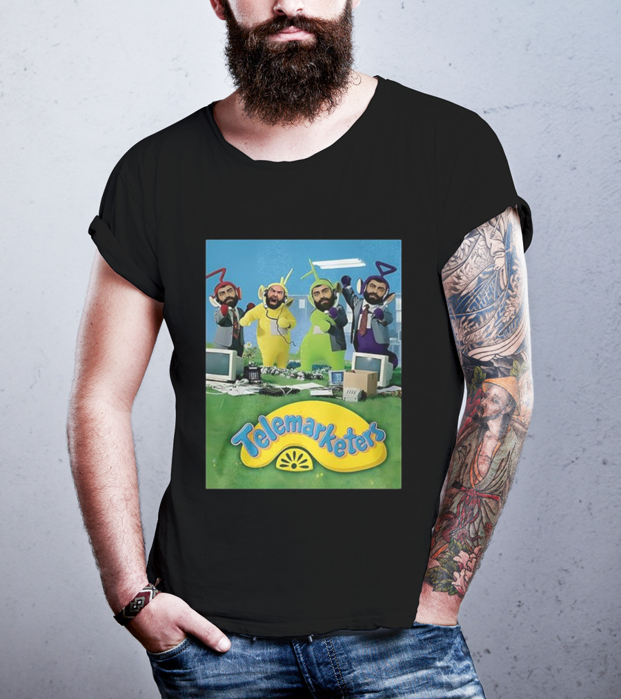 Telemarketers Teletubbies Funny Crossover Mashup T-Shirt