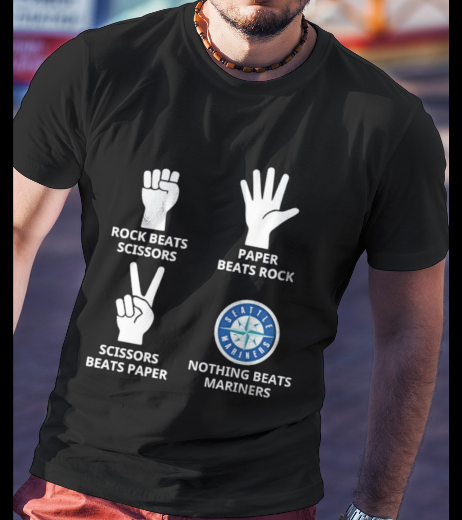 Seattle Mariners Rock Paper Scissors Nothing Beats Mariners T-Shirt