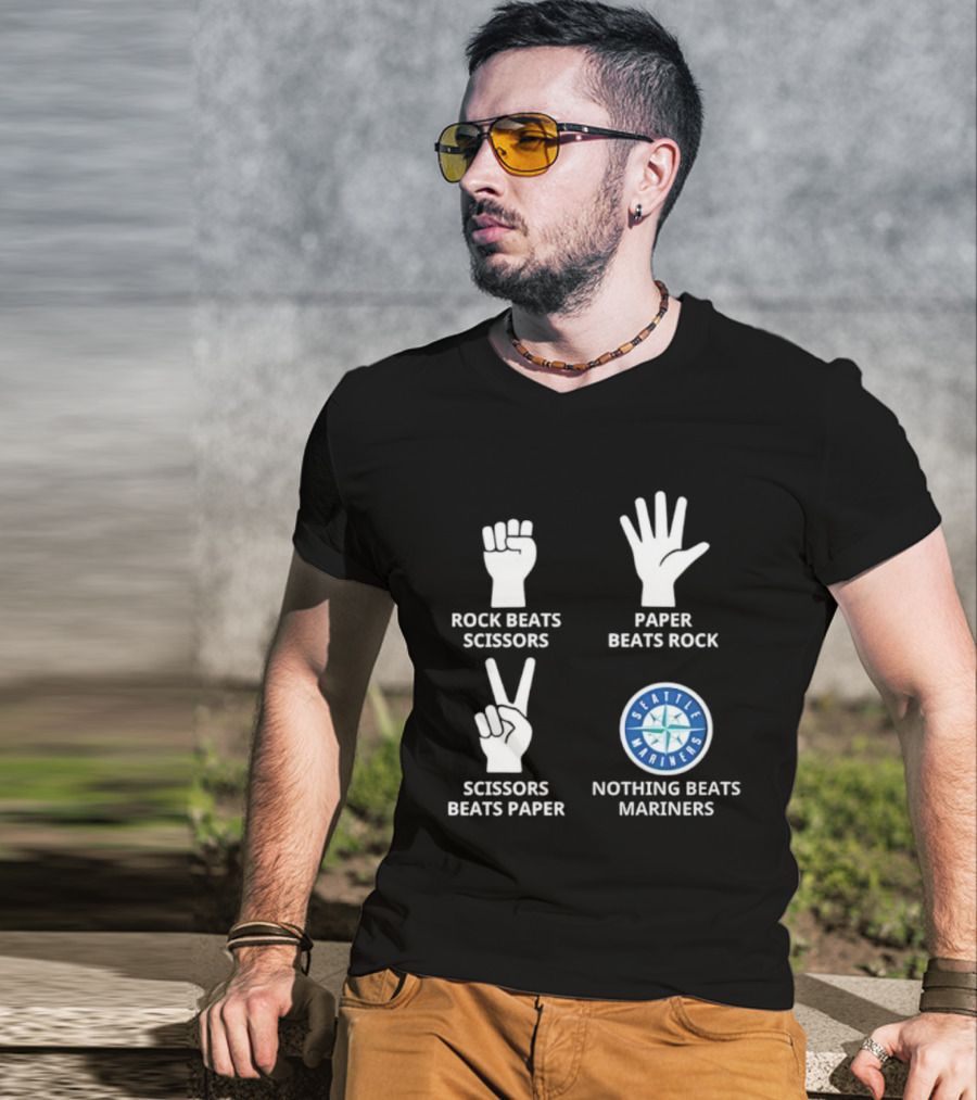 Seattle Mariners Rock Paper Scissors Nothing Beats Mariners T-Shirt