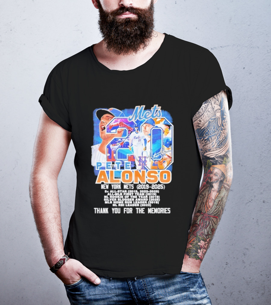 New York Mets Pete Alonso 20 2019 2025 Thank You For The Memories T-Shirt