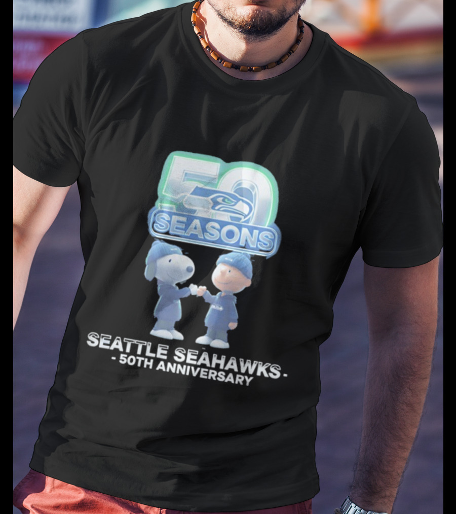Snoopy Charlie Brown Seattle Seahawks 50 Seasons 50th Anniversary 1976 2026 T-Shirt