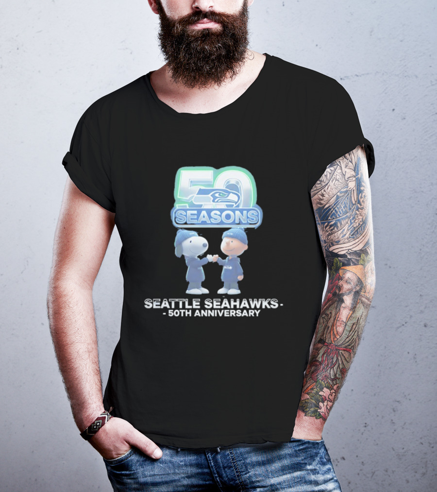 Snoopy Charlie Brown Seattle Seahawks 50 Seasons 50th Anniversary 1976 2026 T-Shirt