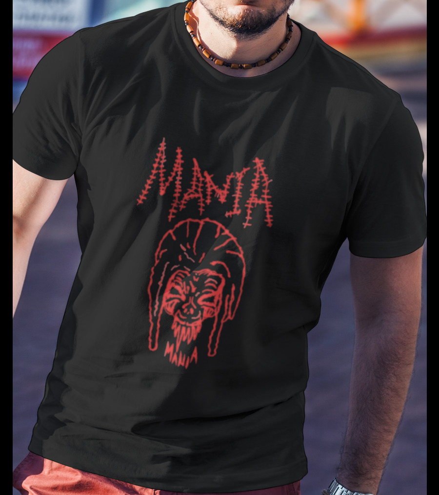 Mania Skull Sofaygo Red Text Design T-Shirt