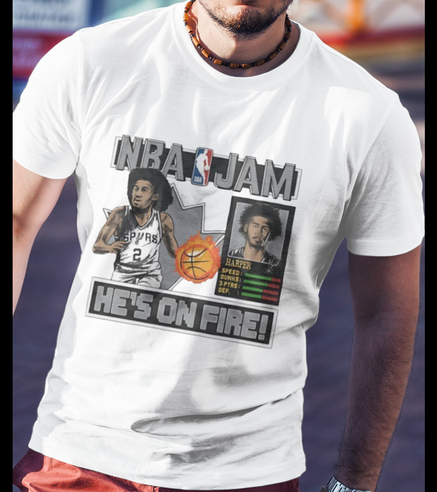 NBA Jam Harper San Antonio Spurs He's On Fire Basketball T-Shirt