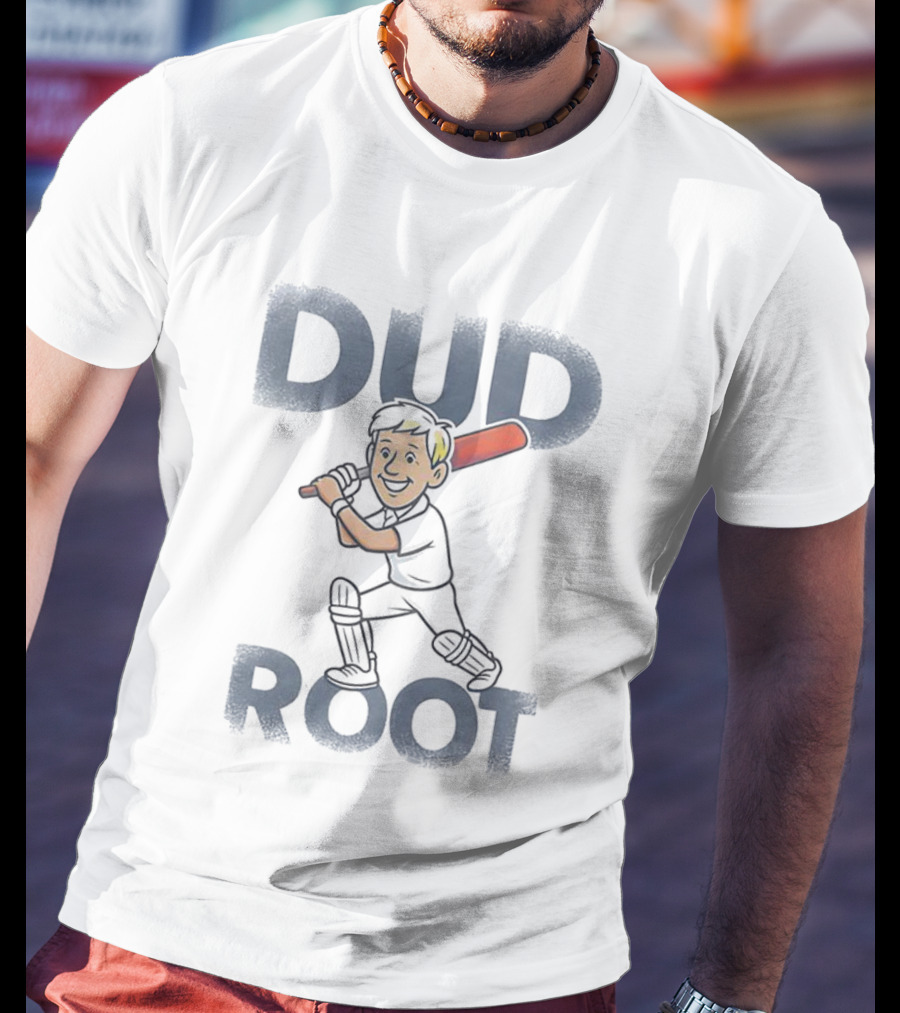 Dud Root Cricket Batting Cartoon Character T-Shirt
