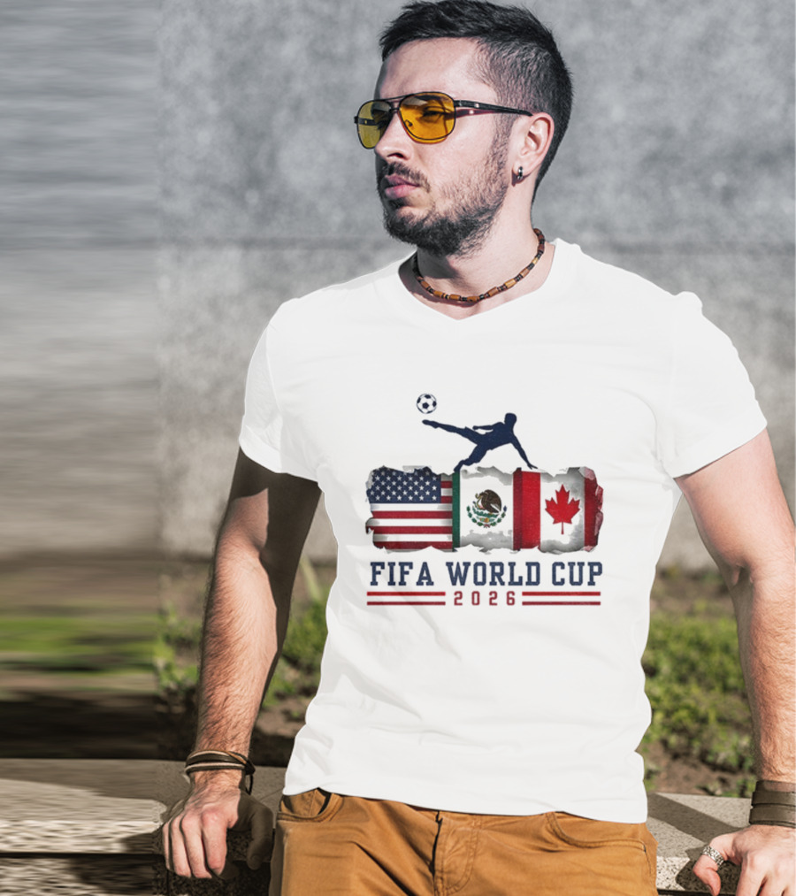 FIFA World Cup 2026 USA Mexico Canada Flag Soccer Event T-Shirt