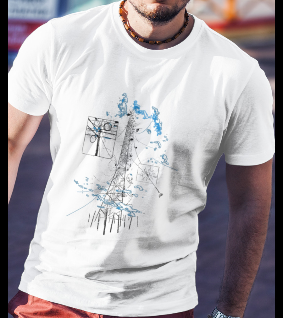 Free Finga Bokštas Visual Telecommunication Tower Elements Clouds T-Shirt