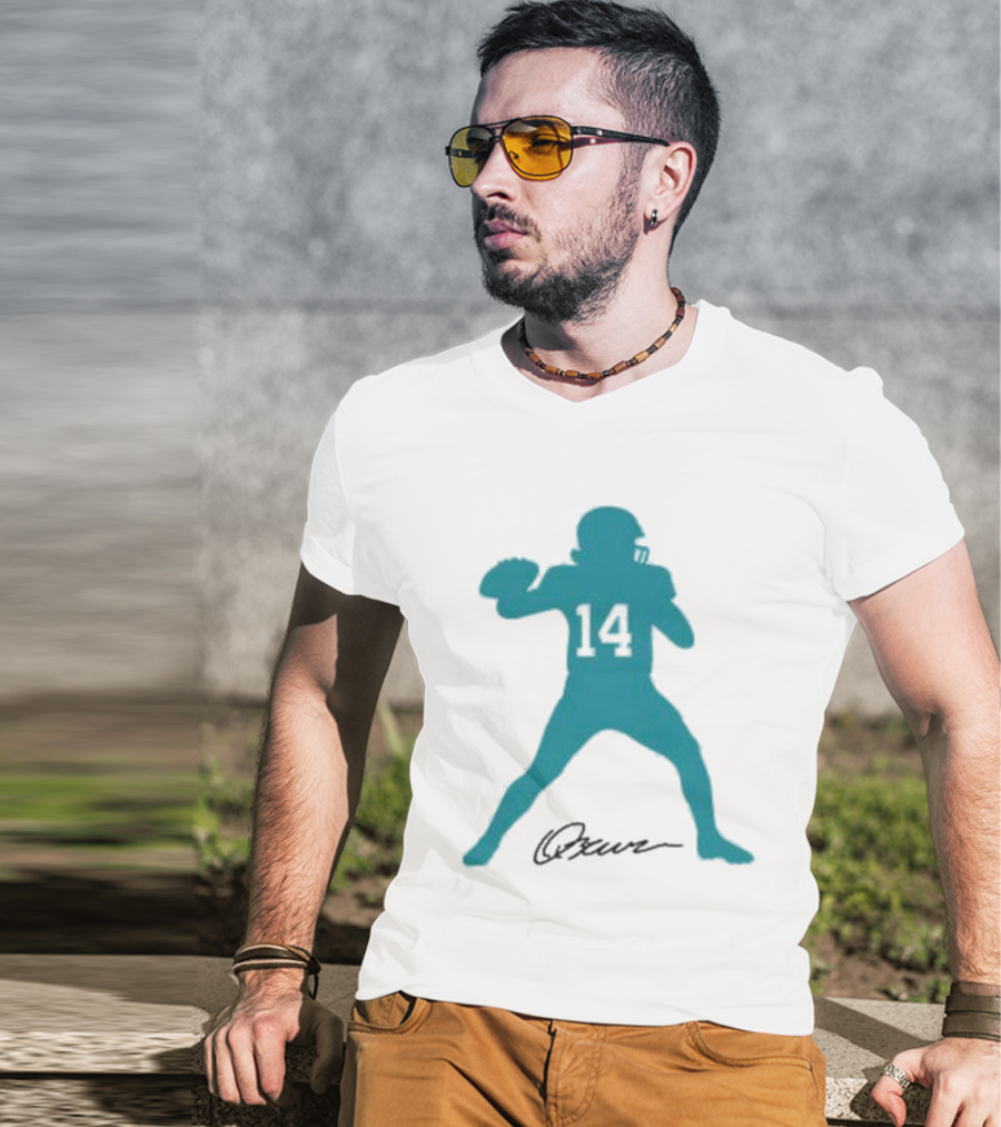 Quinn Ewers Number 14 Football Player Silhouette T-Shirt