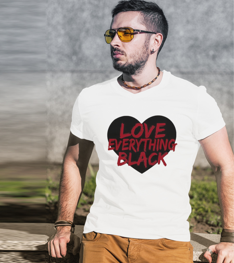 Love Everything Black Heart Bold Statement T-Shirt