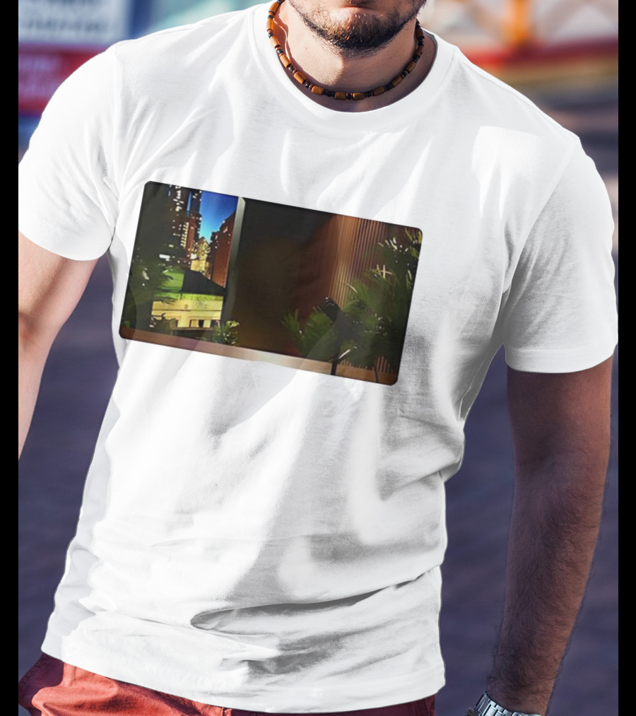 Nick Fuentes Empty Studio Microphone Cityscape Backdrop T-Shirt