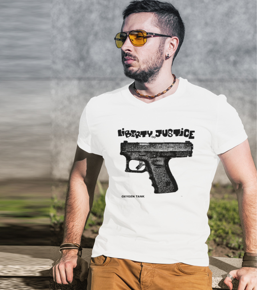 Liberty Justice Oxygen Tank Gun Graphic T-Shirt