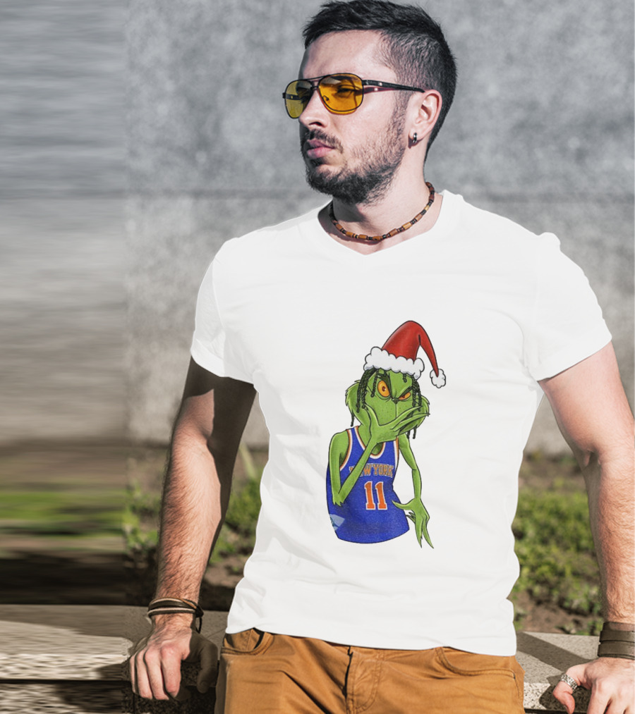 Grinch Santa Jalen Brunson New York Knicks NBA Basketball Christmas T-Shirt