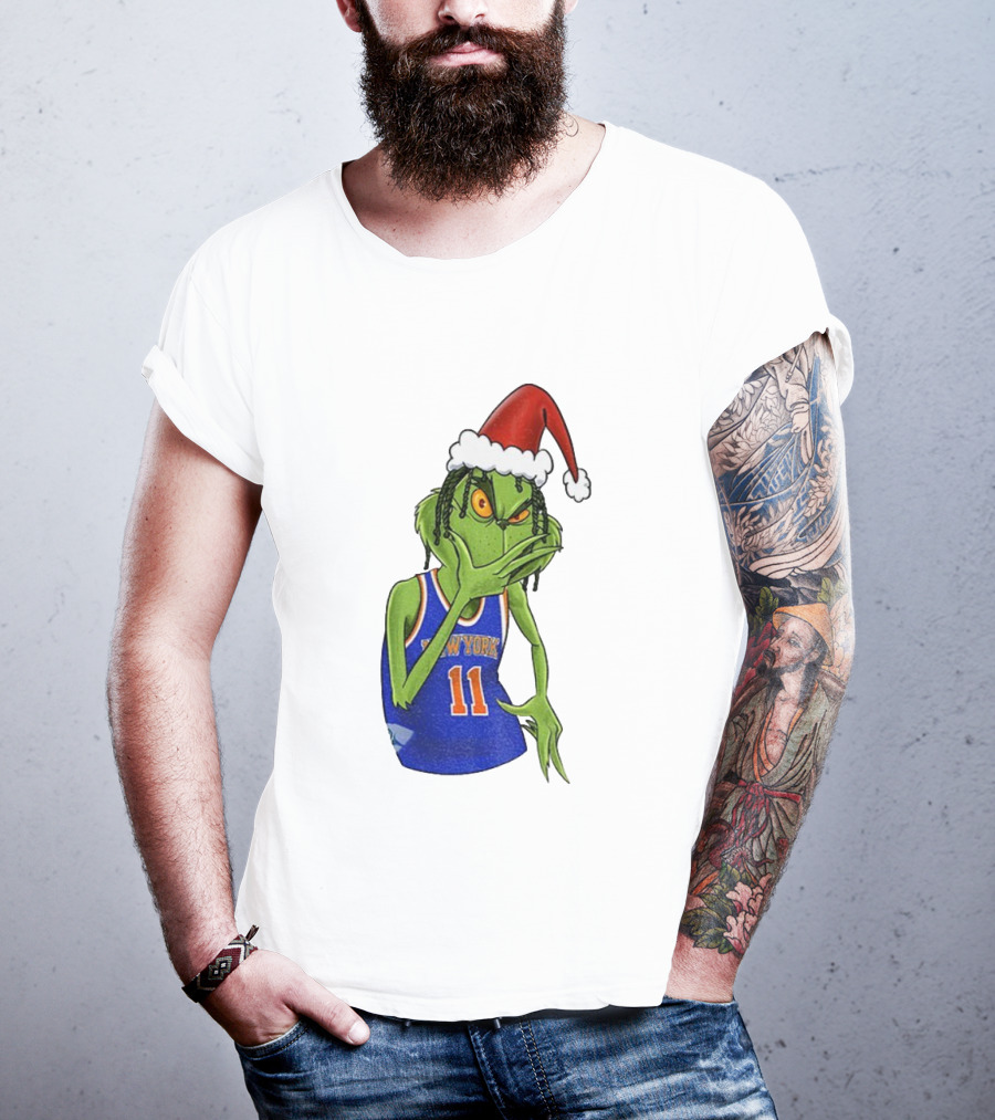Grinch Santa Jalen Brunson New York Knicks NBA Basketball Christmas T-Shirt