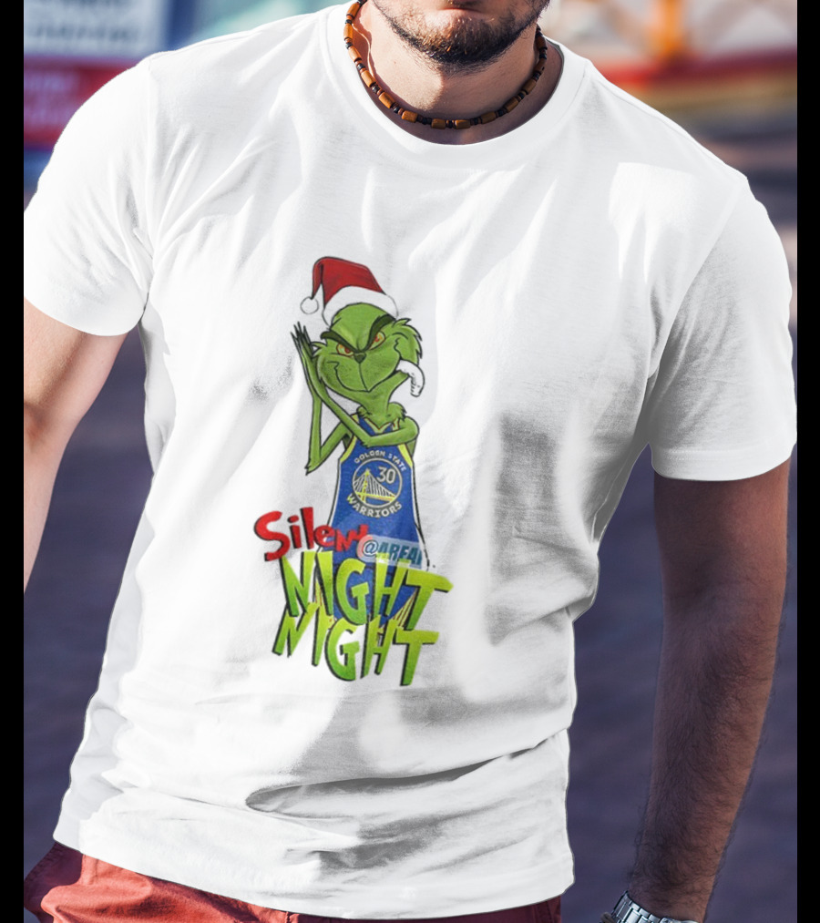 Silent Night Grinch Santa Stephen Curry Golden State Warriors NBA Christmas T-Shirt