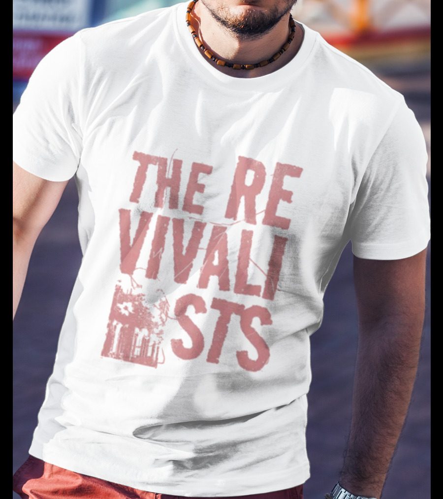 The Revivalists Bold Block Text With Building Outline T-Shirt