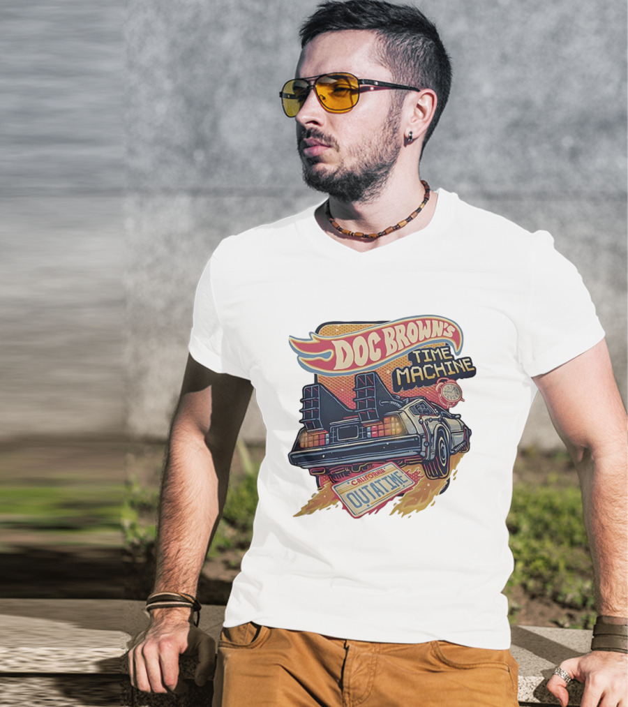 Doc Brown's Time Machine Outatime Back To The Future Retro Vintage Car T-Shirt