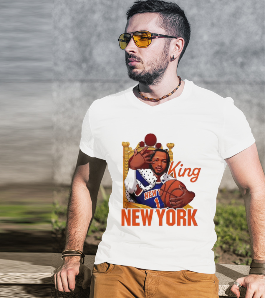 Jalen Brunson King New York Knicks Basketball Throne T-Shirt