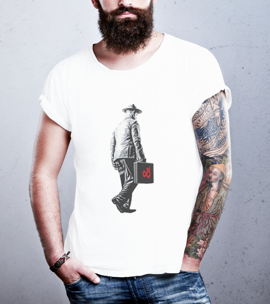 Boy And Bear Walking Man Iconic Walking Figure With Red Briefcase T-Shirt