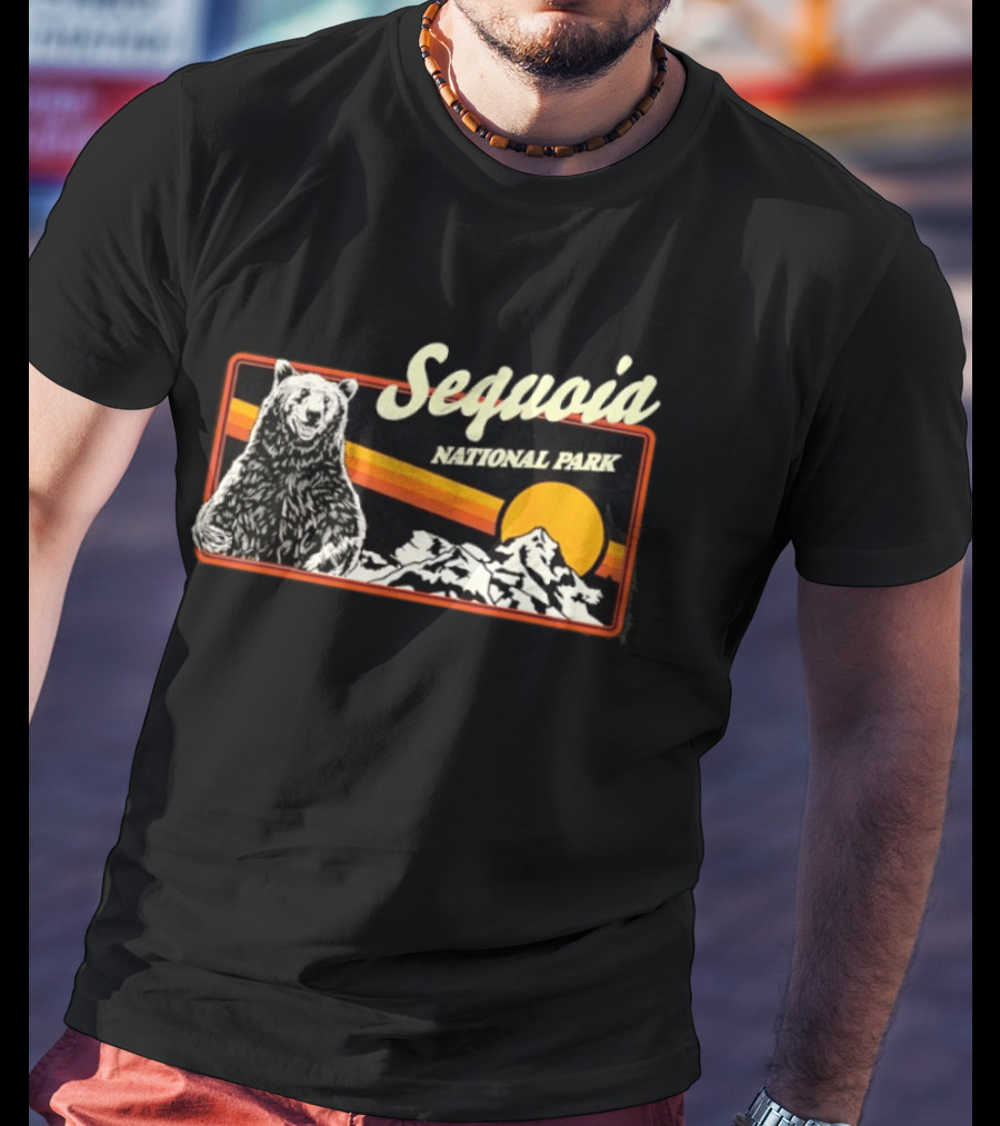 Sequoia National Park Bear Sunset Vintage Mountain T-Shirt