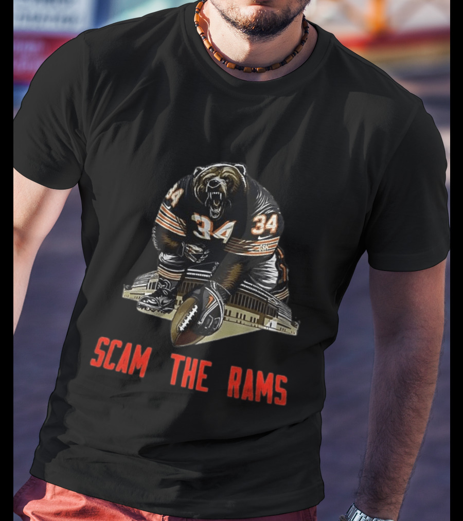 Chicago Bears 34 Scam The Rams Gridiron Showdown T-Shirt