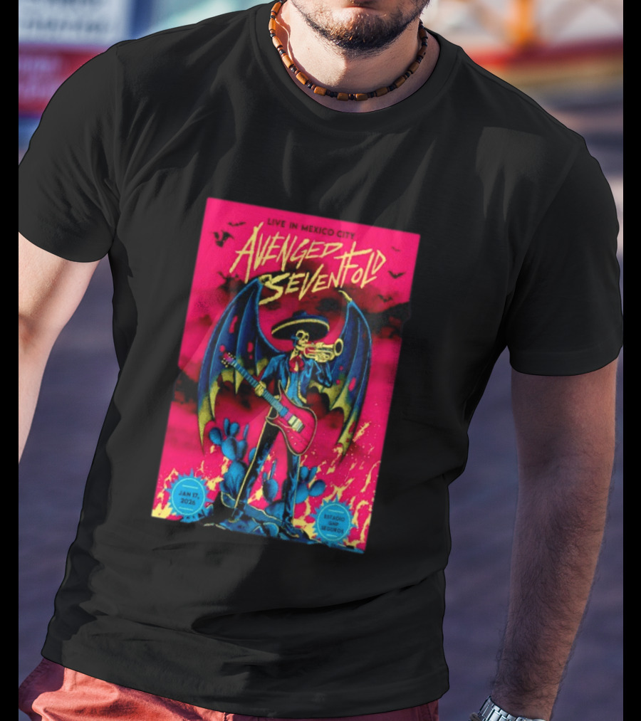 Avenged Sevenfold Live In Mexico City Estadio Foro Sol Jan 17 2026 Event T-Shirt