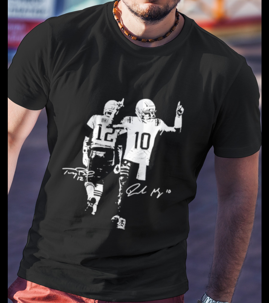 Tom Brady Drake Maye 12 10 New England Football Signatures T-Shirt