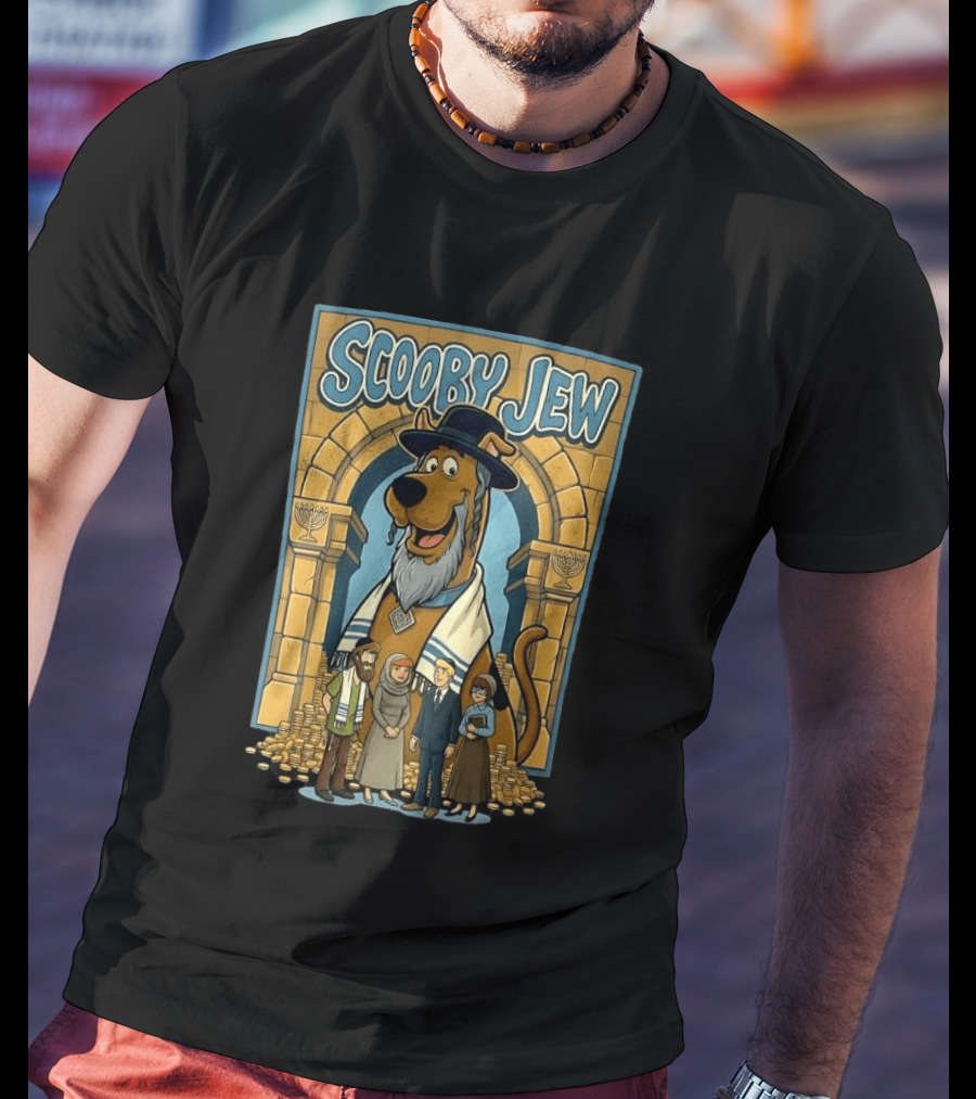 Scooby Jew Meme Cartoon Style With Rabbi Symbols And Characters T-Shirt