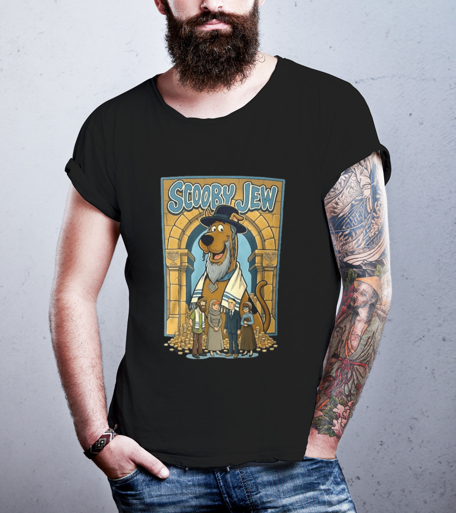 Scooby Jew Meme Cartoon Style With Rabbi Symbols And Characters T-Shirt
