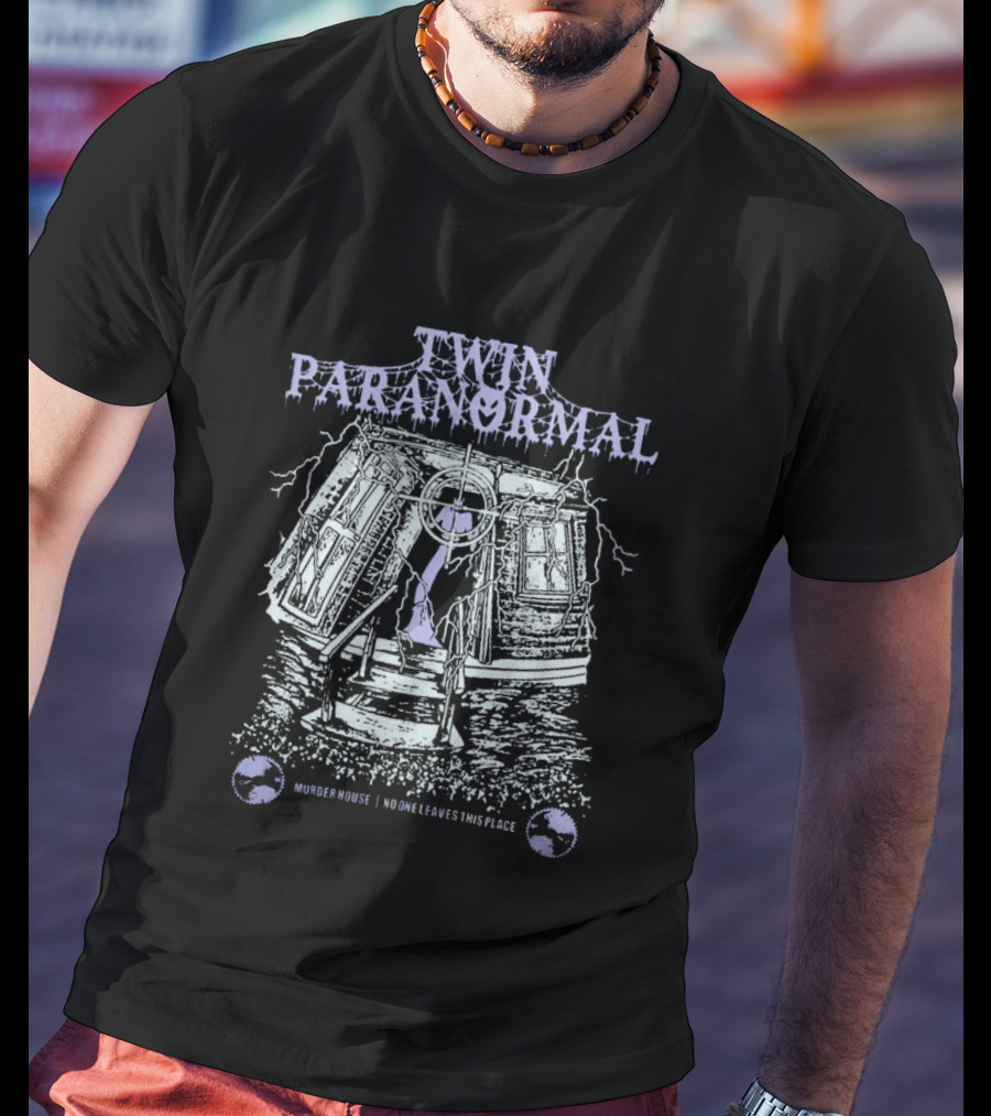 Twin Paranormal Haunted Murder House No One Leaves This Place Nightmare Month T-Shirt