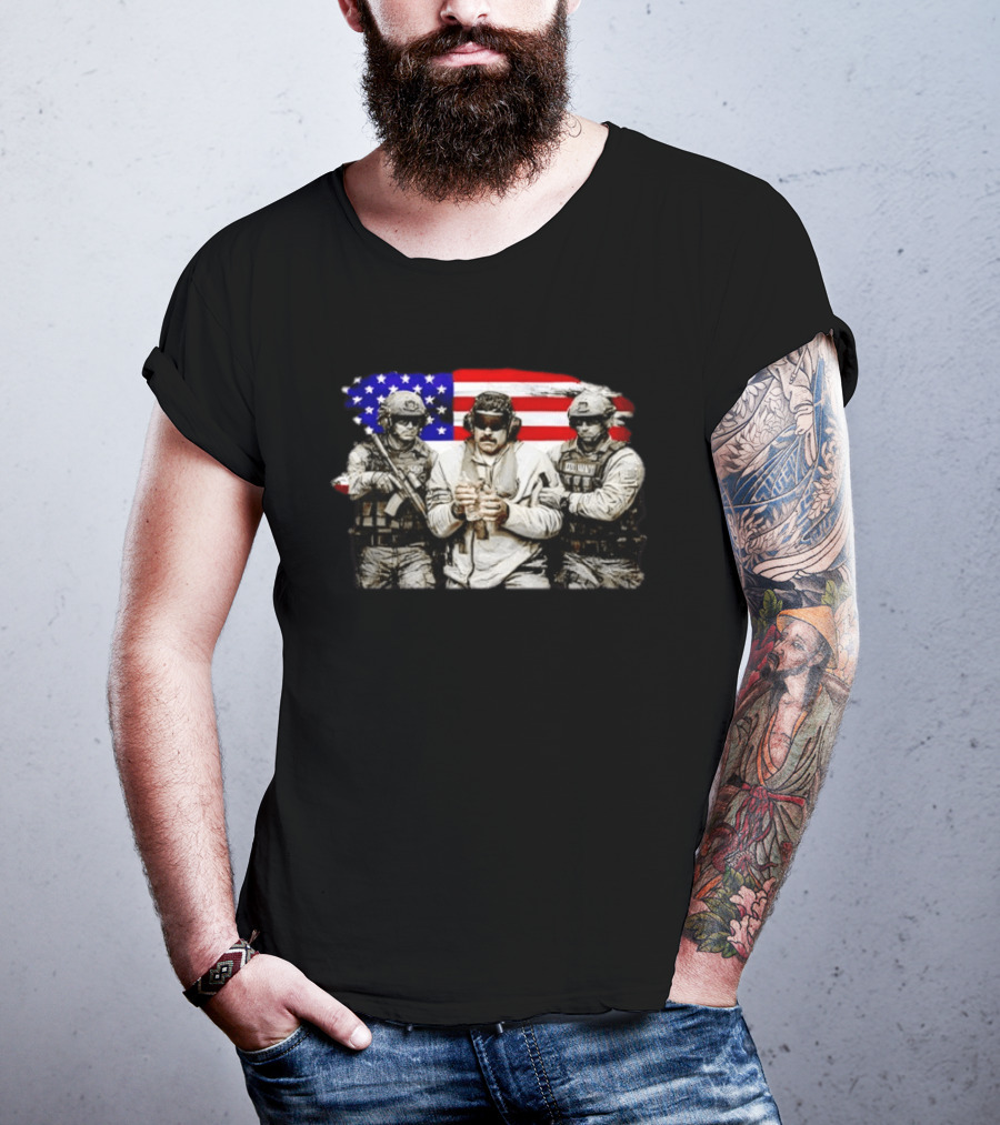 Venezuela Libre Captured Live Maduro Venezuelan Freedom Protest American Flag Military T-Shirt