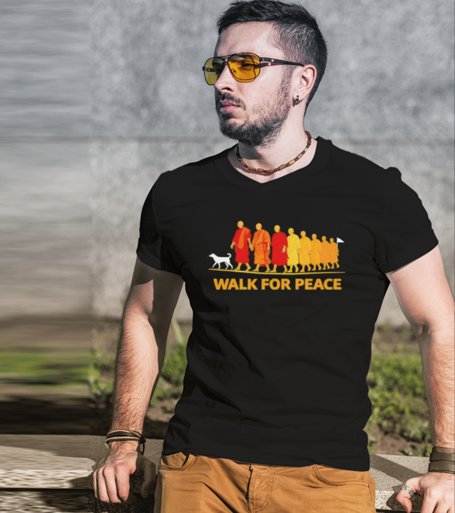 Walk For Peace Monk Procession With Dog T-Shirt