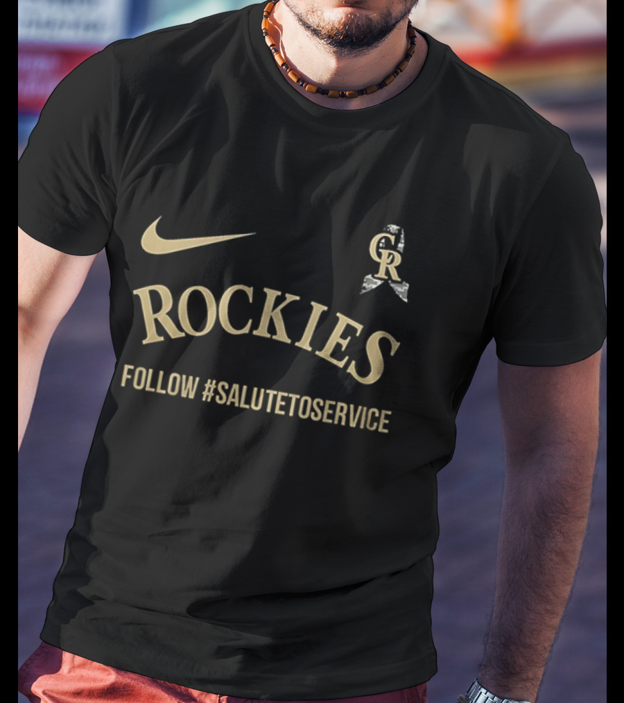 Nike Colorado Rockies Follow #SaluteToService Honor Empower Connect Military T-Shirt