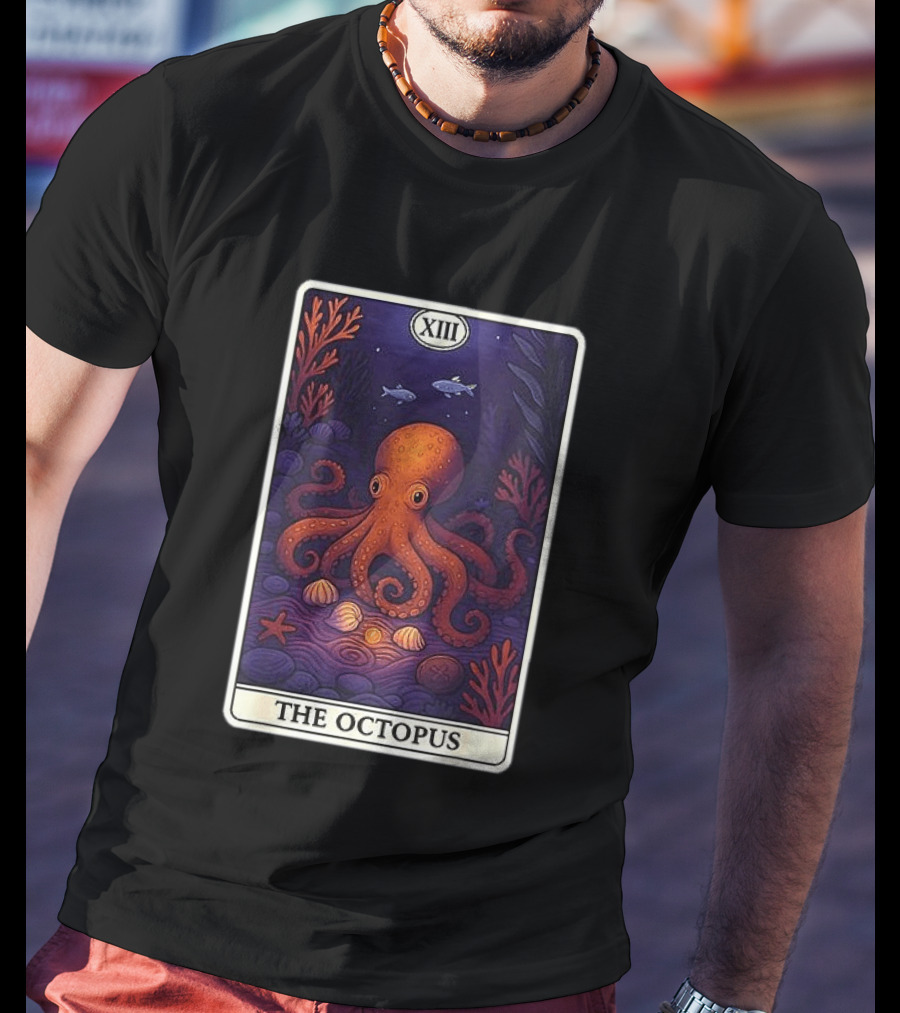 Octopus Tarot Card XIII Ocean Creatures Underwater Scene T-Shirt