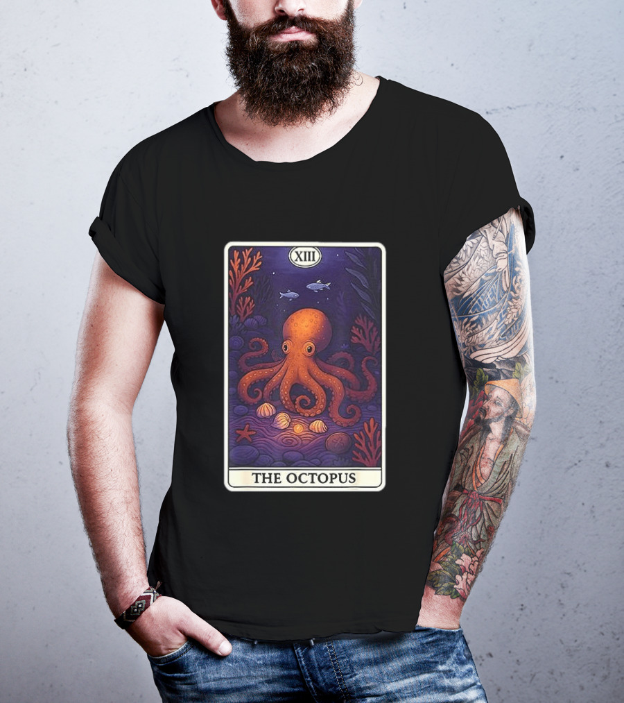 Octopus Tarot Card XIII Ocean Creatures Underwater Scene T-Shirt