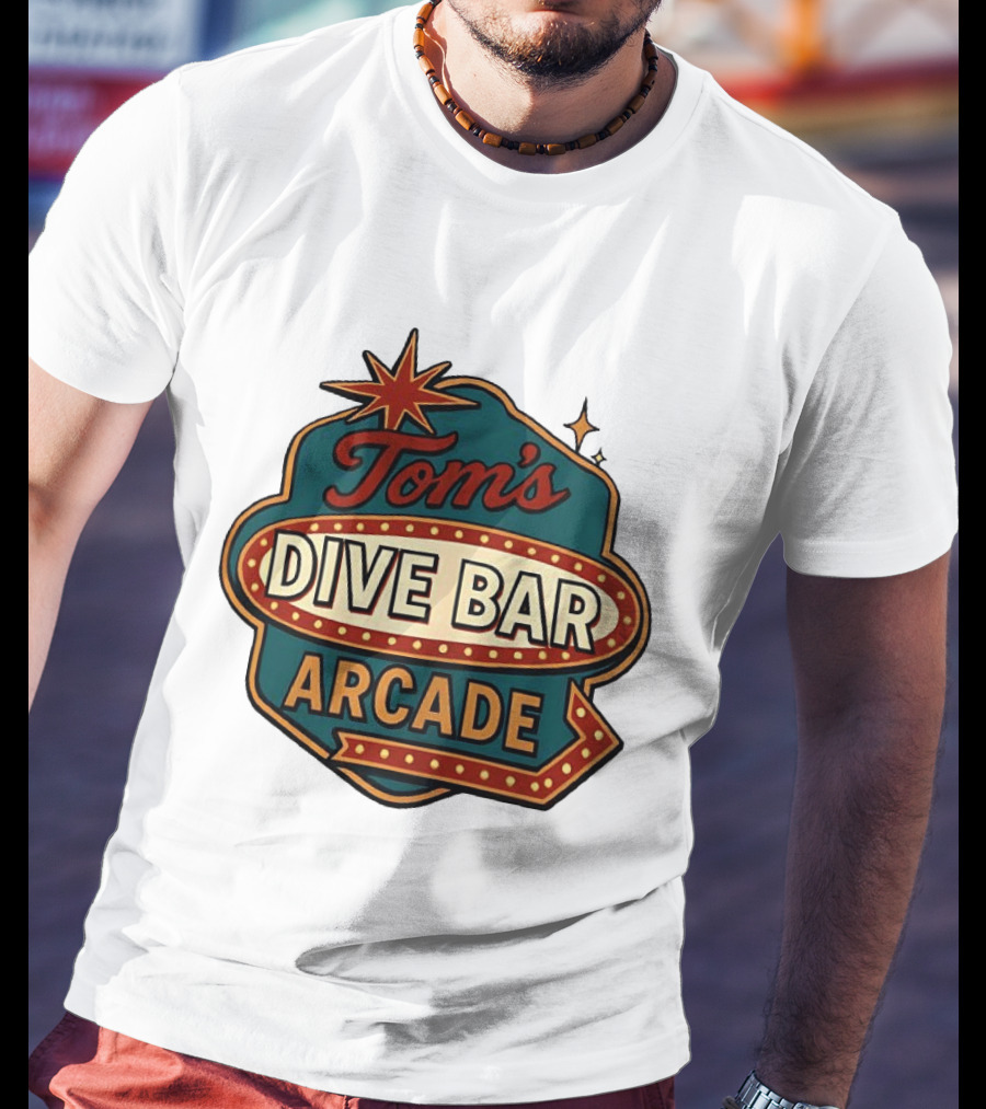 Tom's Dive Bar Arcade Retro Sign Neon T-Shirt