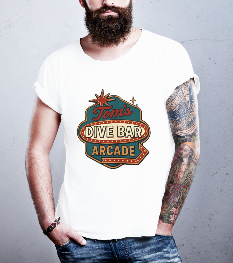 Tom's Dive Bar Arcade Retro Sign Neon T-Shirt