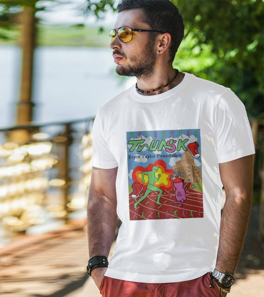 TrUNK 5k Bryce Taylor Foundation Colorful Cartoon Characters Racing T-Shirt
