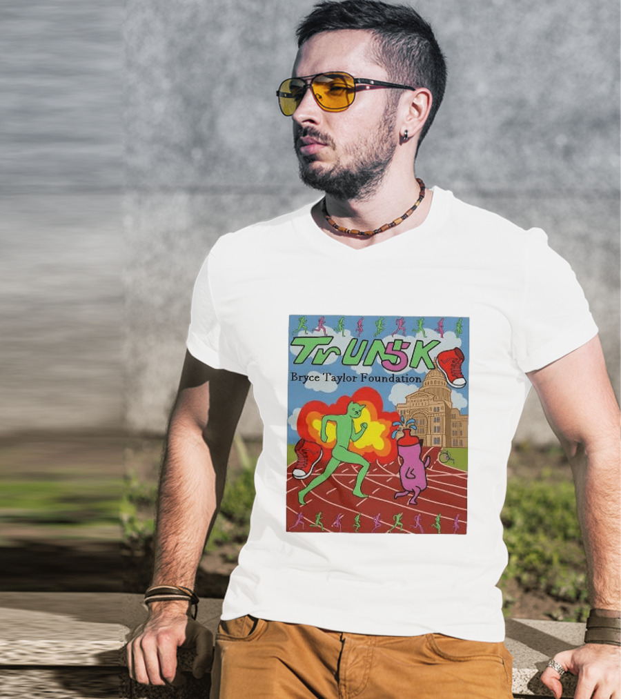 TrUNK 5k Bryce Taylor Foundation Colorful Cartoon Characters Racing T-Shirt