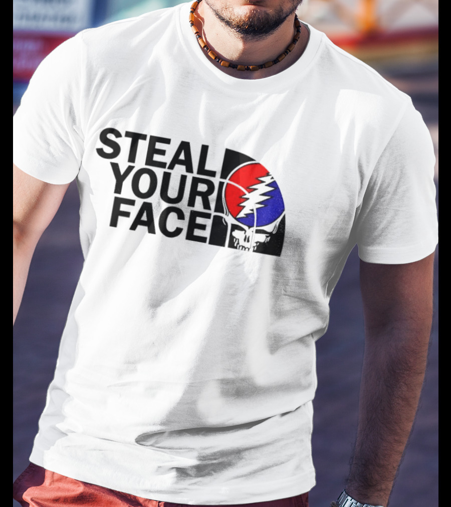 Grateful Dead Steal Your Face Skull Red Blue Lightning Bolt T-Shirt