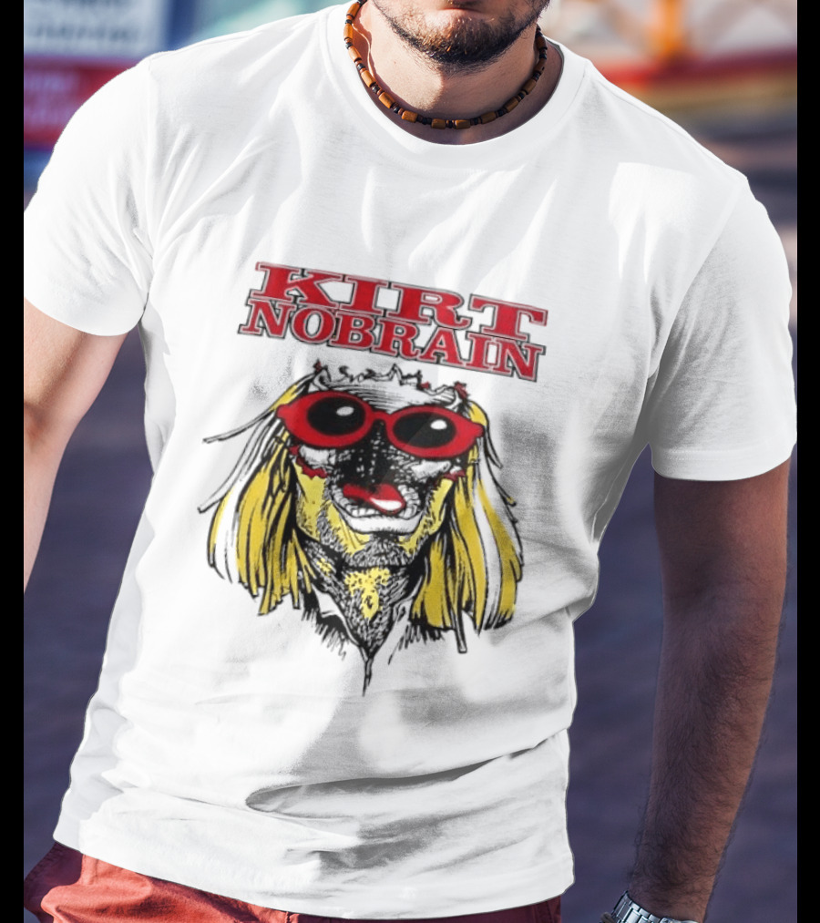 Kurt Nobrain Sunglasses Blonde Hair Red T-Shirt