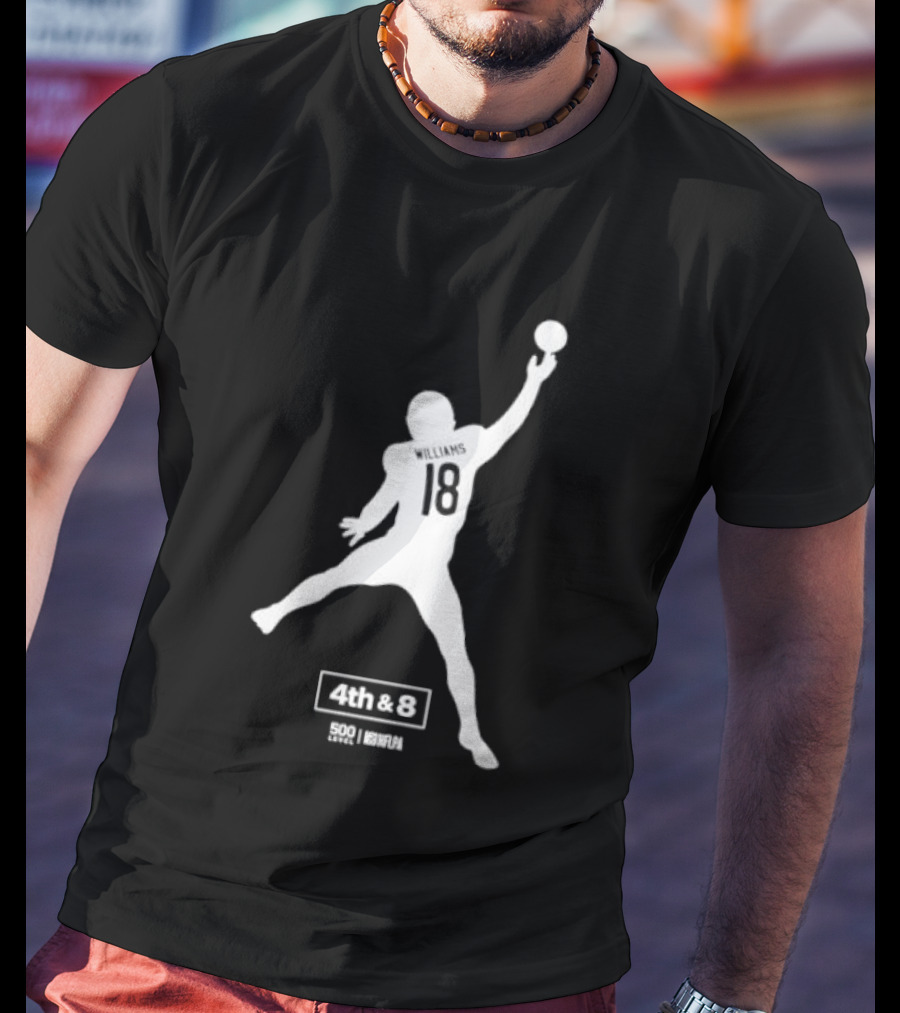 Caleb Williams 18 Chicago 4th & 8 Football T-Shirt