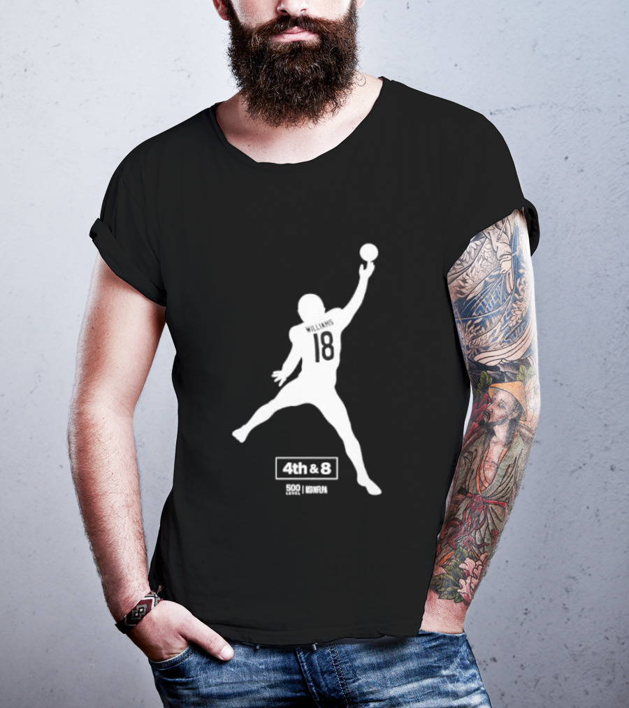 Caleb Williams 18 Chicago 4th & 8 Football T-Shirt