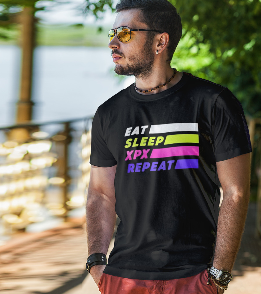 Eat Sleep XPX Repeat Lines Neon Text Blocks T-Shirt