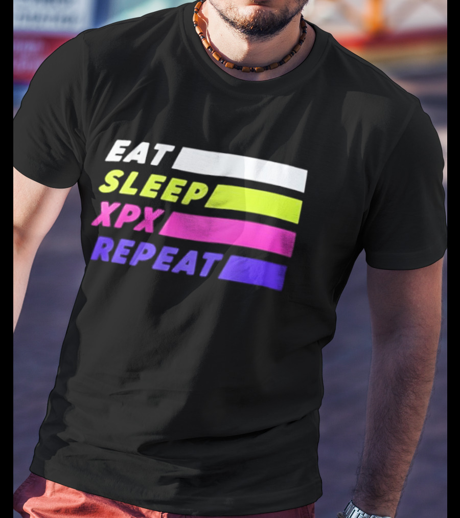Eat Sleep XPX Repeat Lines Neon Text Blocks T-Shirt