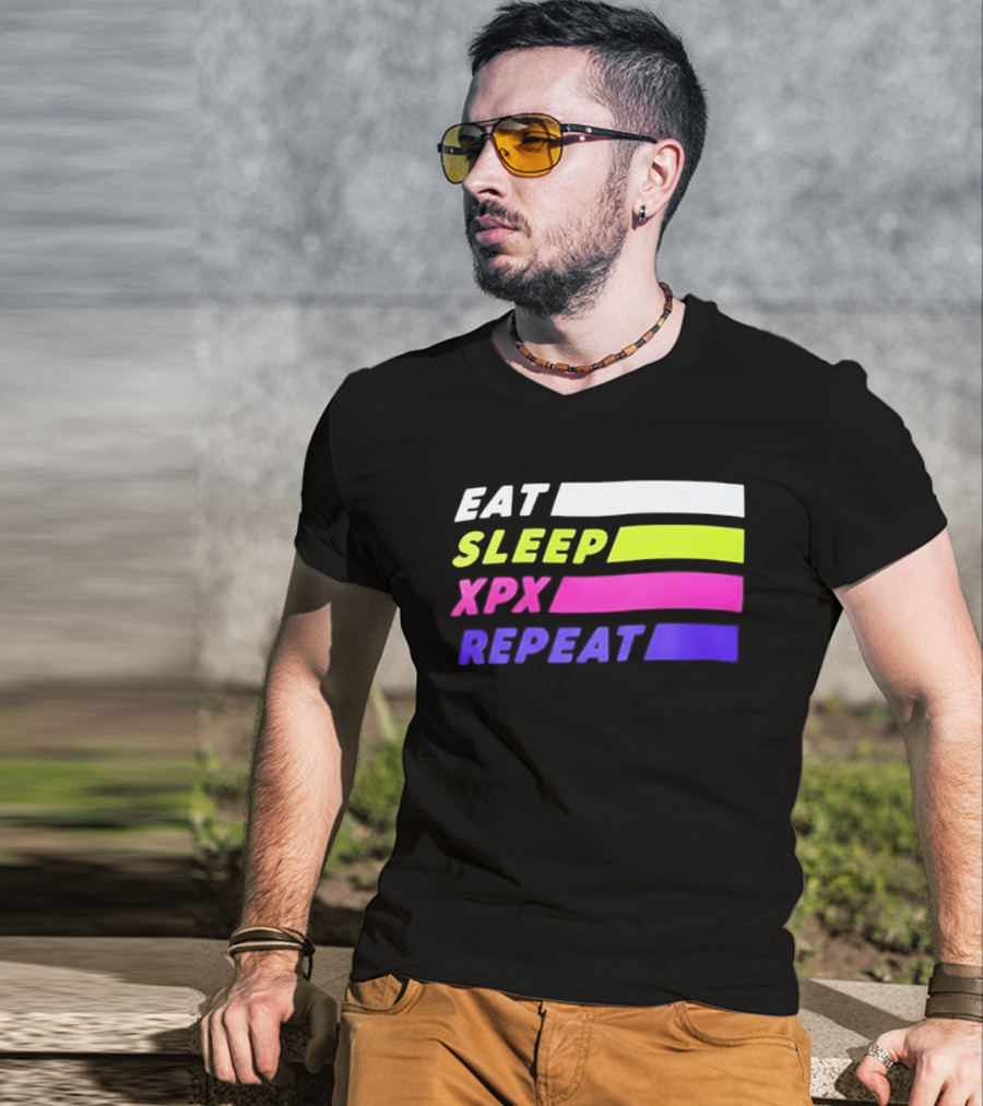 Eat Sleep XPX Repeat Lines Neon Text Blocks T-Shirt