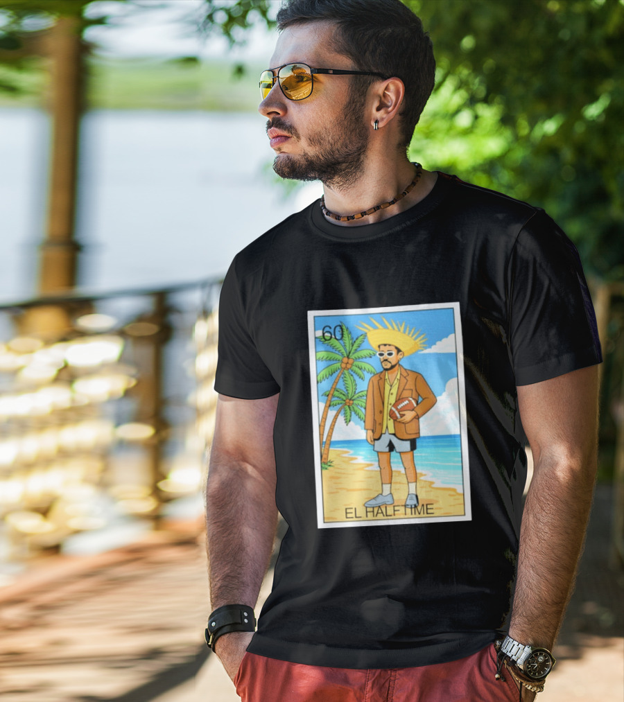 El Halftime Bad Bunny Loteria Card Beach T-Shirt