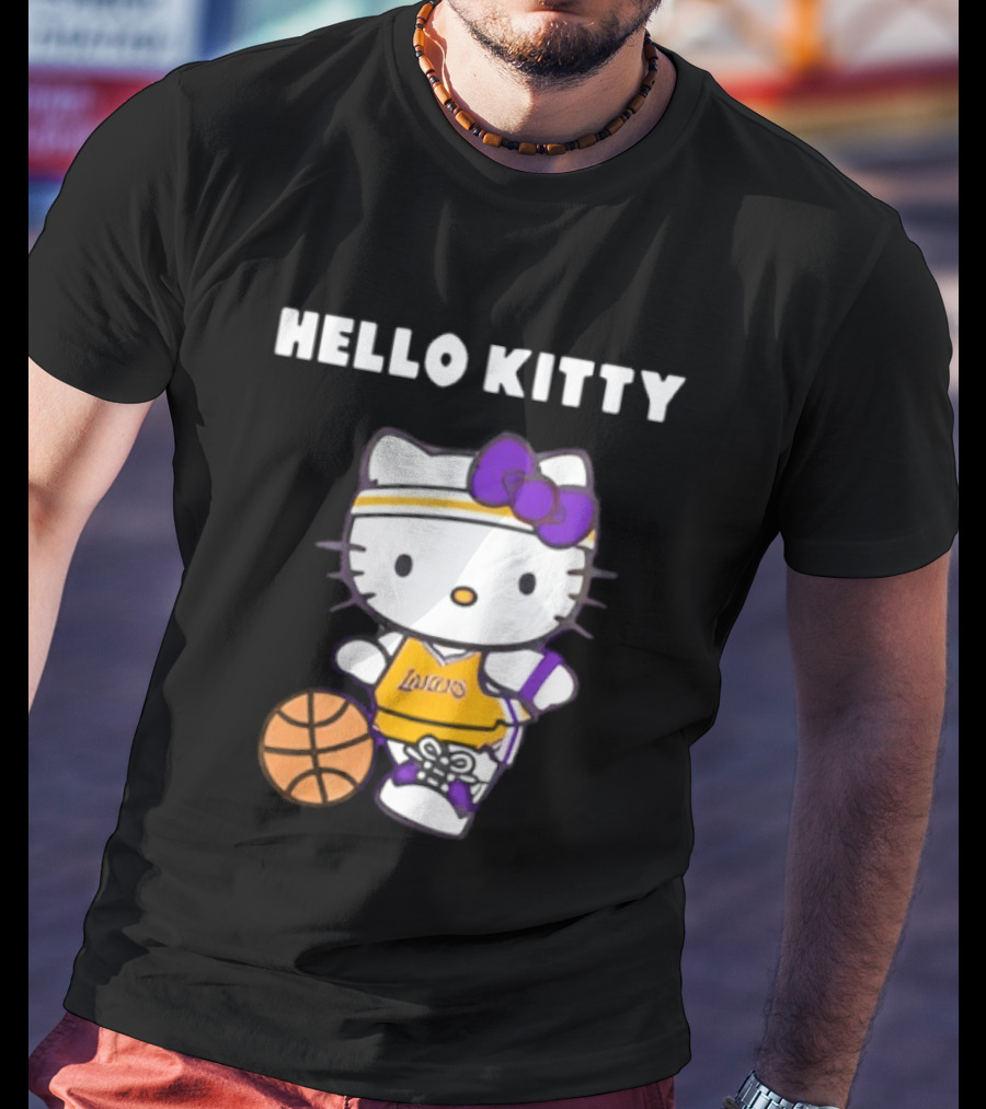 Los Angeles Lakers Hello Kitty Basketball Collaboration T-Shirt