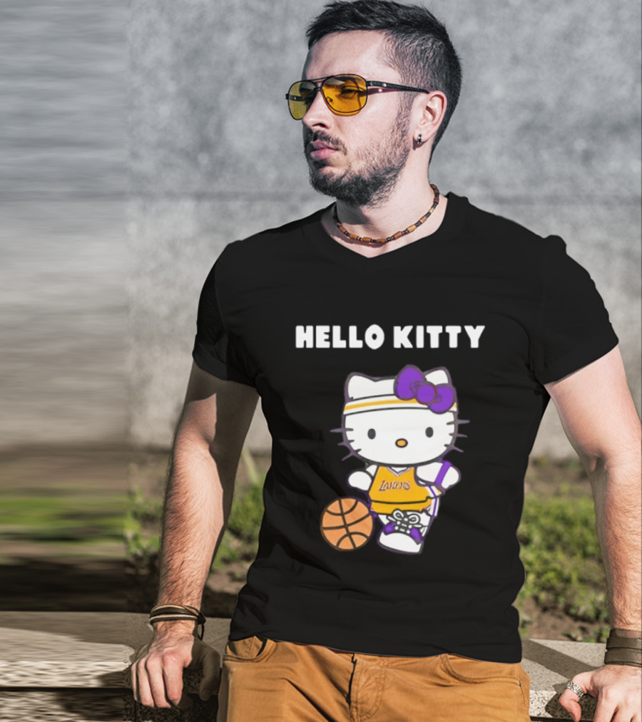 Los Angeles Lakers Hello Kitty Basketball Collaboration T-Shirt