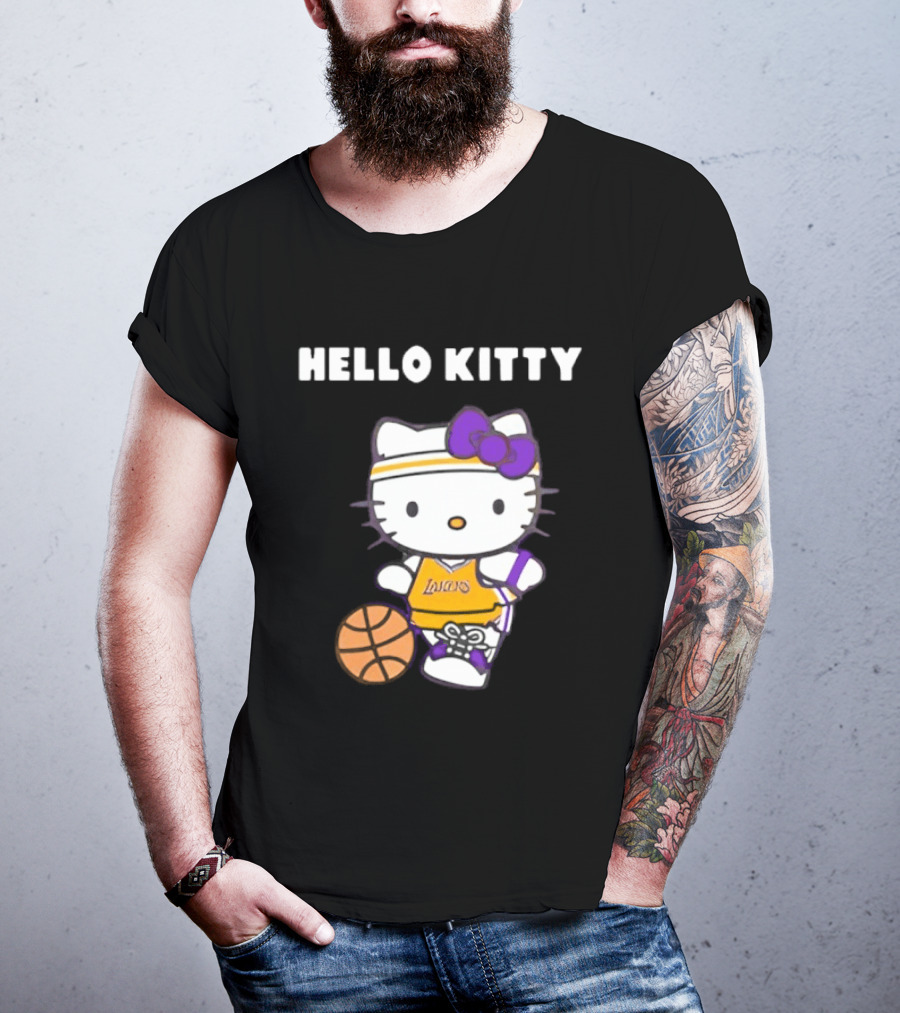 Los Angeles Lakers Hello Kitty Basketball Collaboration T-Shirt